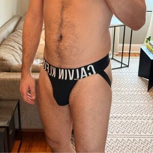 NWT Calvin Klein Cotton Jockstrap, black size medium